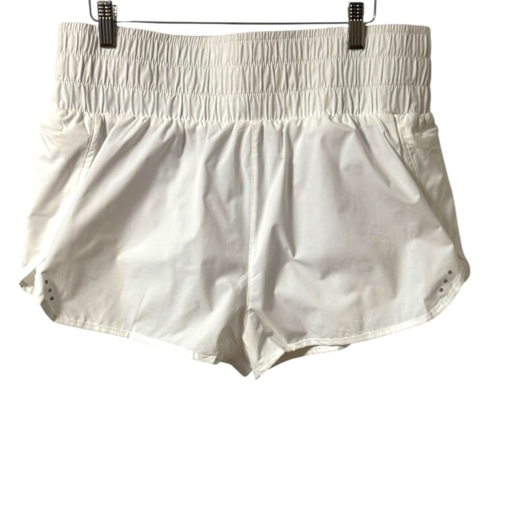 Women’s White Athletic Shorts with Elastic Waist